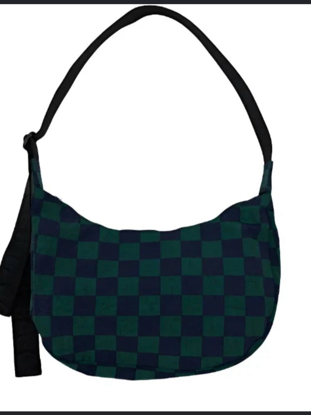 BAGGU Checkerboard Shoulder Bag in Dark Green and Navy